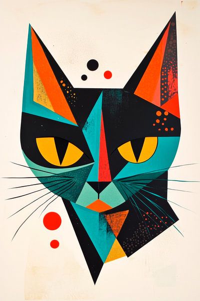 Colourful eyes of mysticism - CatGeometric elegance - Cat by Poster Art Shop
