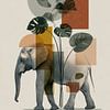 Elefant mit Monstera in abstrakter Harmonie von Eva Lee