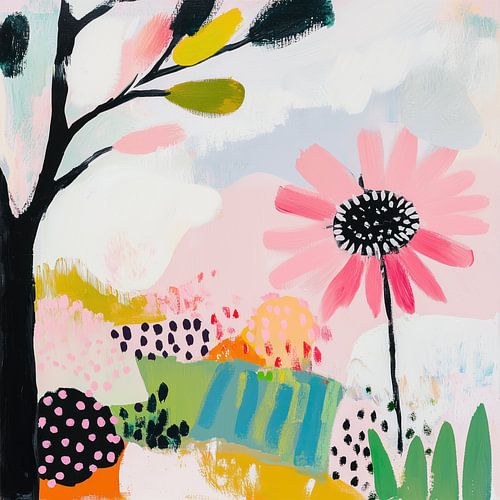 Traumlandschaft in Rosa und Grün