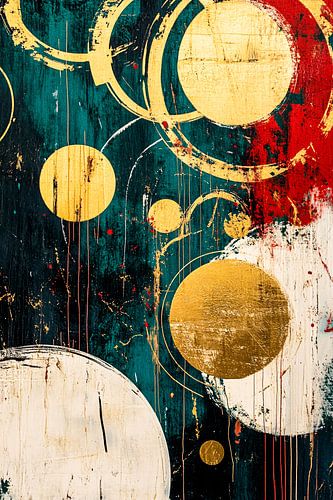 Gouden cirkels op kleurrijke achtergrond