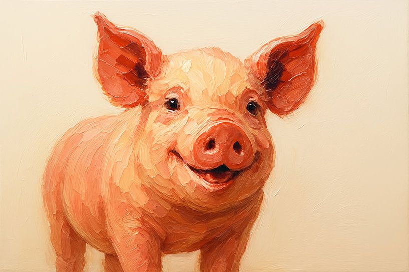 Fröhliches Schwein mit Pinselstrichen von Art & Soul Creations