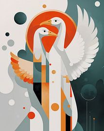 Abstract-geometric swan dance by Liona Toussaint