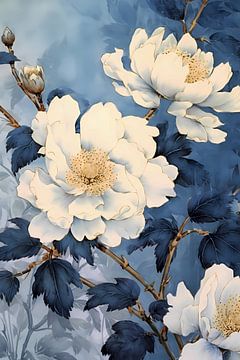 fleurs blanches vintage sur haroulita