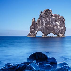 Island, Hvítserkur, der Felsen im isländischen Meer.