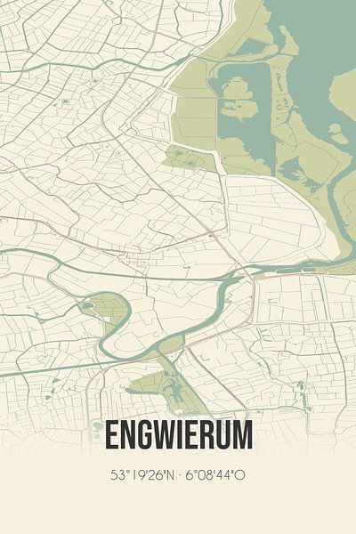 Vintage map of Engwierum (Fryslan) by Prints of Place