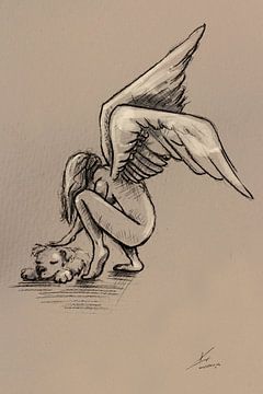 Angel with dog by Emiel de Lange
