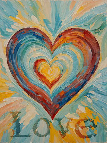 Valentine’s Heart Love – Colourful Abstract Heart Art in Warm Colours