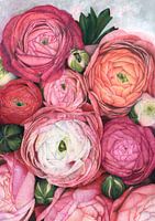 Arleth ranonkel boeket in warm roze