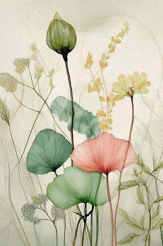 Dromerig en Elegant. Botanische kunst. Wilde bloemen