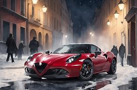 Rode Alfa Romeo 4C van DeVerviersBelgium