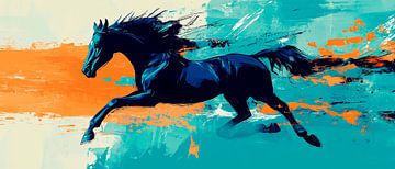 Fast horse in a riot of colour - Dynamic by Poster Art Shop