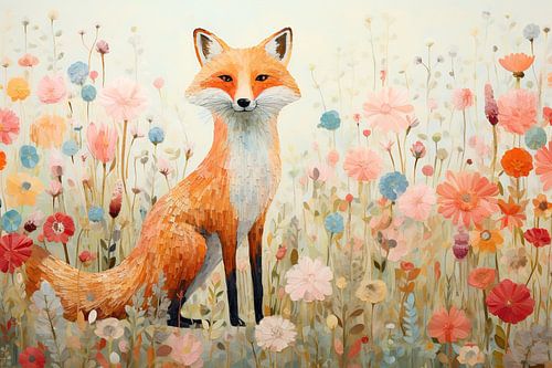 Fuchs zwischen Blumen