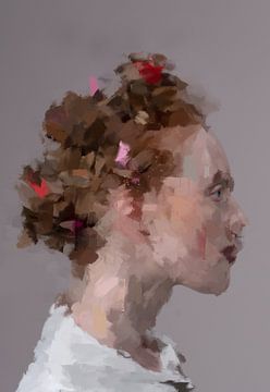 Abstraktes Porträt Pastell von Carla Van Iersel