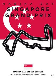 My F1 MARINA BAY Race Track Minimal Poster van Chungkong Art