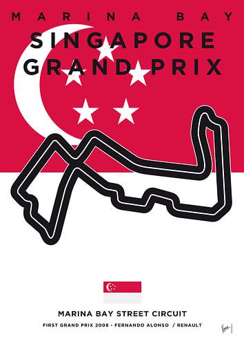 My F1 MARINA BAY Race Track Minimal Poster