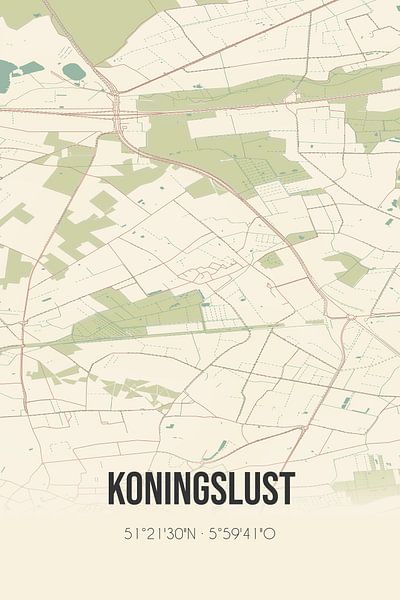 Vintage map of Koningslust (Limburg) by Prints of Place
