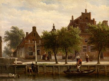 A View of the Harbour of Hasselt, Overijssel, Cornelis Springer