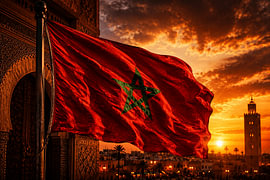 Drapeau marocain au coucher du soleil sur MNS Designs