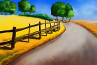Painting of a landscape with a track along a fence by Tanja Udelhofen thumbnail