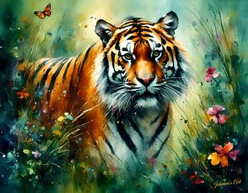 Wildtiere in Aquarell - Tiger 2 von Johanna's Art
