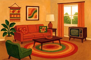 Illustration eines Retro-Wohnzimmers. von Johannes