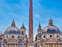 Tweelingkerken en Obelisk op Piazza del Popolo, Rome