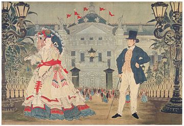 Kawanabe Kyōsai - Devant l'Opéra de Paris sur Peter Balan