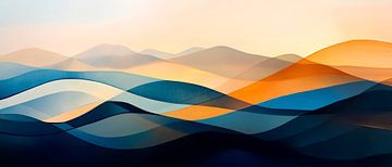 Abstract wave landscape in blue-orange by Poster Art Shop