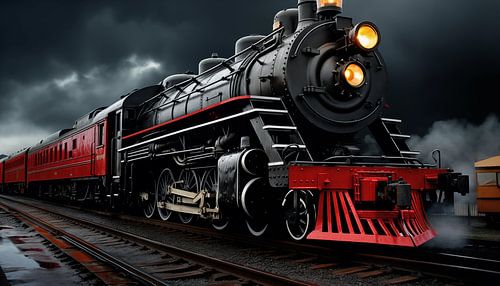 Locomotief rood-zwart panorama