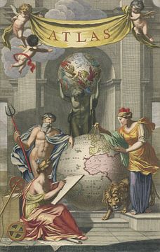 Neptunus en Cybele naast een wereldbol, Jan van Munnickhuysen