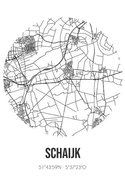 Schaijk (Noord-Brabant) | Map | Black and White by Prints of Place