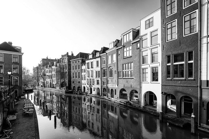 De achterzijde van de Lijnmarkt in Utrecht (liggend, zwartwit) van André Blom Fotografie Utrecht