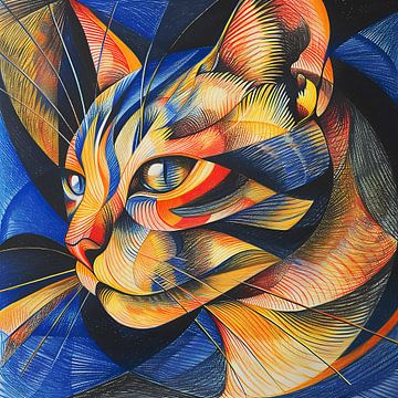 Katze in modernen abstrakten Linien von Lauri Creates