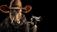 Cowboy koe met pistool panorama van TheXclusive Art thumbnail