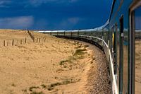 Transmongolian Railway through Gobi desert