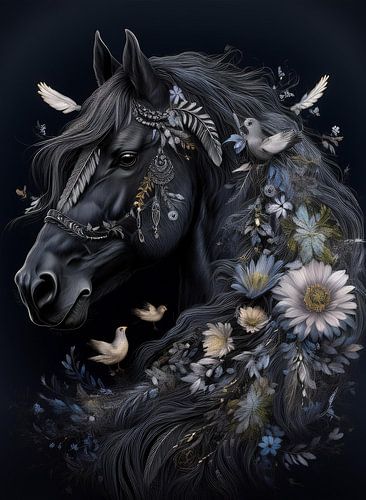 Friesian horse head fantasy