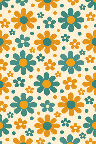 Oranje en Groene Daisy Bloemen Poster