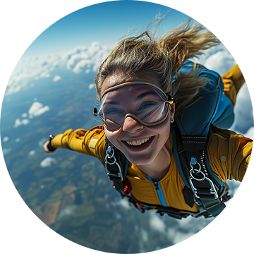 Jonge vrouw heeft plezier in parachutespringen van Animaflora PicsStock