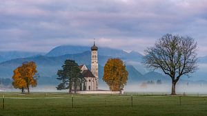 St Coloman in Autumn Mist: A Fairy Tale View in Bavaria