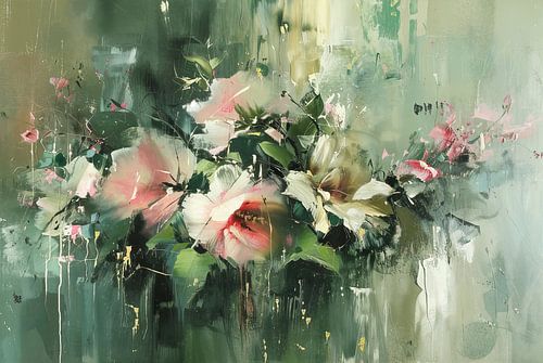Abstract Bloemenschilderij | Dreamy Petals van Blikvanger Schilderijen