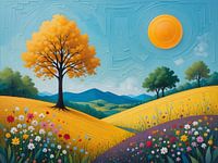 Gelber Baum in der Wiese