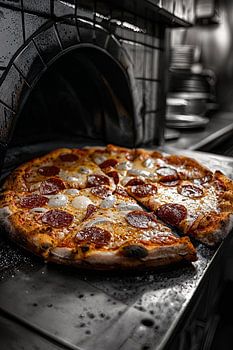 Pizza in een steenoven