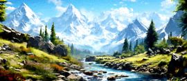 Panorama – Tal im Frühling und eisige Gipfel von AidasignArt