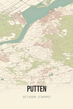 Vintage landkaart van Putten (Gelderland) van MijnStadsPoster