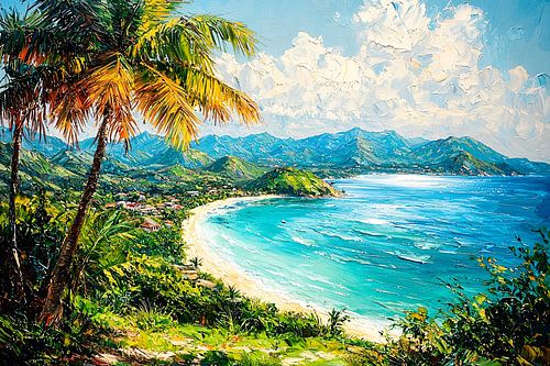 Tropisch landschap met blauwe zee