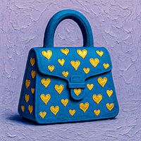 Blaue Tasche mit goldener Liebe
