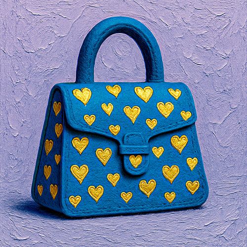 Blauwe tas met gouden liefde