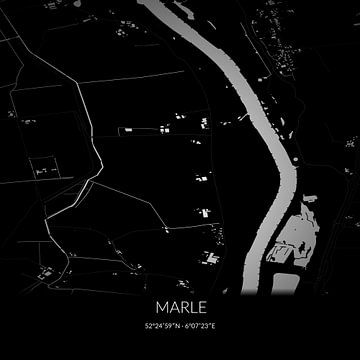 Schwarz-weiße Karte von Marle, Overijssel. von Rezona