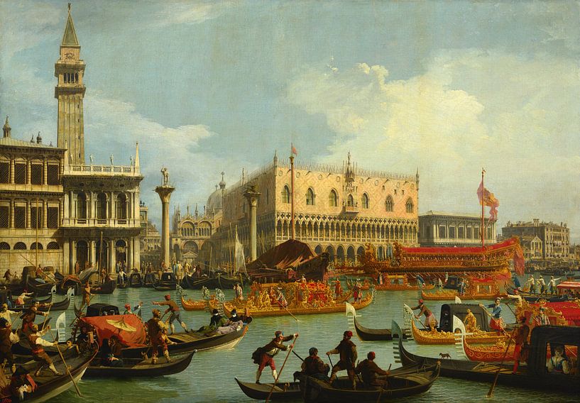 Bucentaur's terugkeer naar de pier bij het Palazzo Ducale, Canaletto van Schilders Gilde