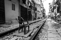 Chair on a train track, Hanoi, Vietnam